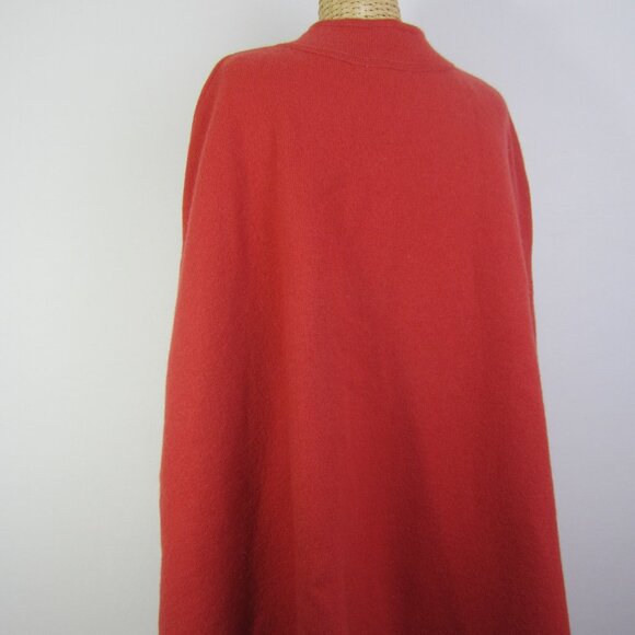 Vintage Talbots Cape Women L / XL Orange 100% Wool Toggle Knit Shawl Cape - Picture 9 of 11